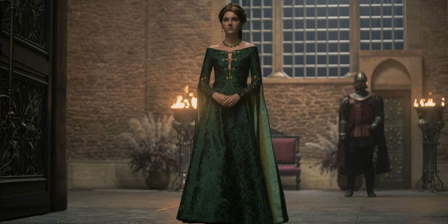 Емілі Кері в ролі Алісент у зеленій сукні у фільмі "Будинок дракона"