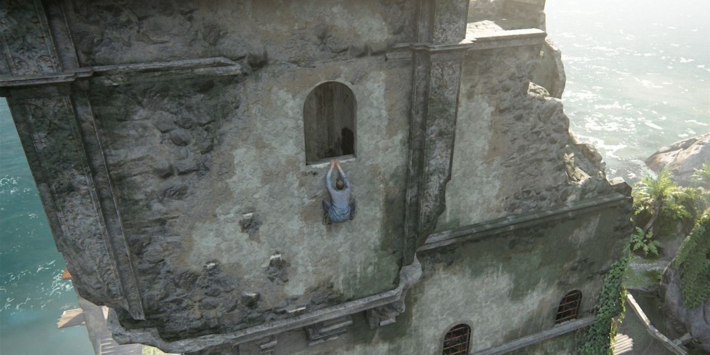 Нейт піднімається по стіні в Uncharted A Thief's End