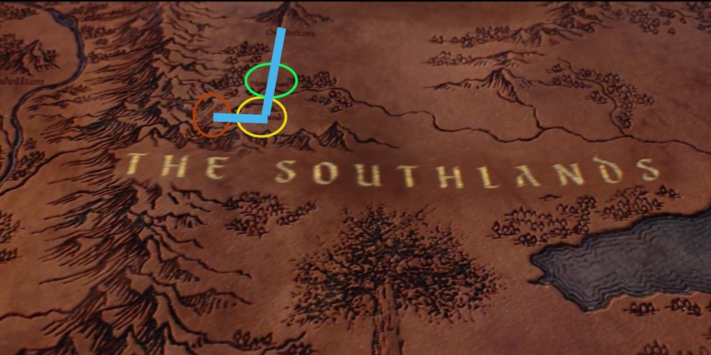 Карта Південних земель у "Кільцях влади"