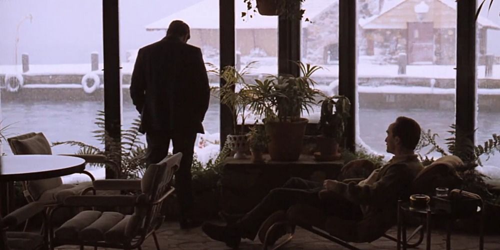 Внутренний вид особняка Майкла Корлеоне на озере Тахо в фильме "Крестный отец".