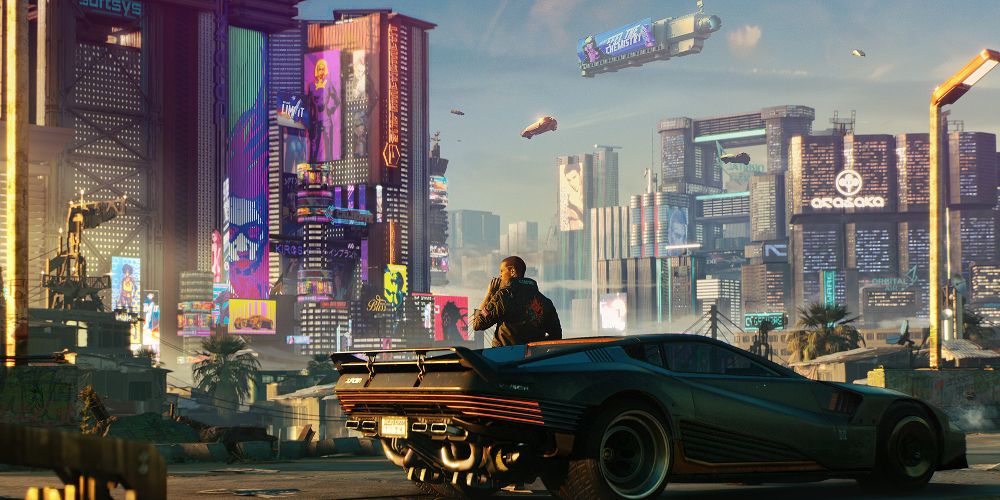 Ви відпочиває на своїй машині в Нічному місті у грі Cyberpubk 2077