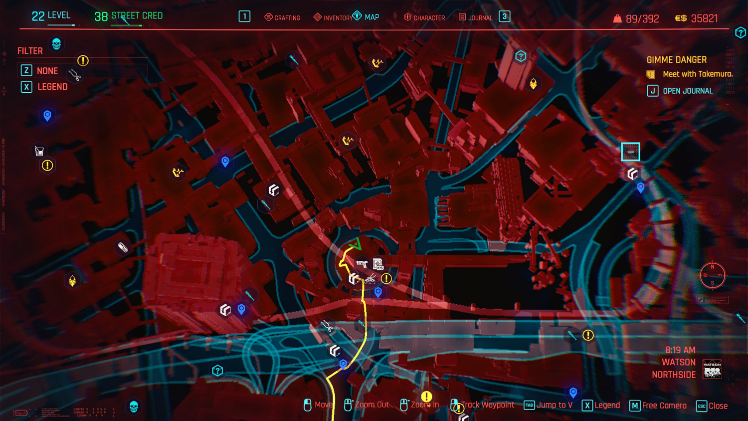 Карта Cyberpunk 2077 із виділеним секретним місцем Dev Room