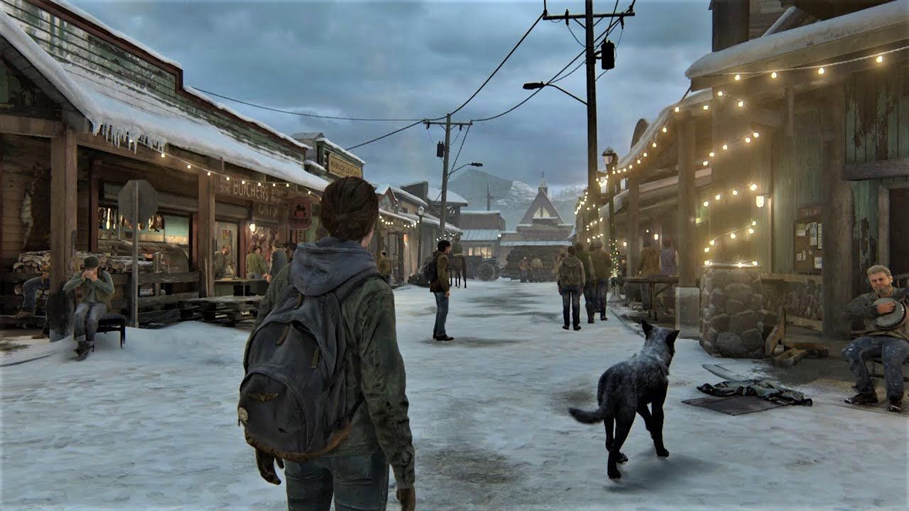 Элли стоит в Джексоне в The Last of Us Part II