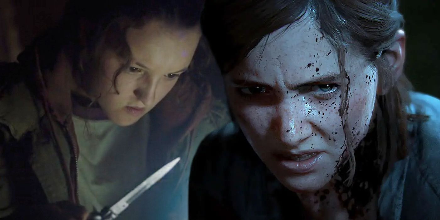 Белла Рамки в ролі Еллі з ножем у Last of Us HBO та модель персонажа Еллі у Last of Us Part II
