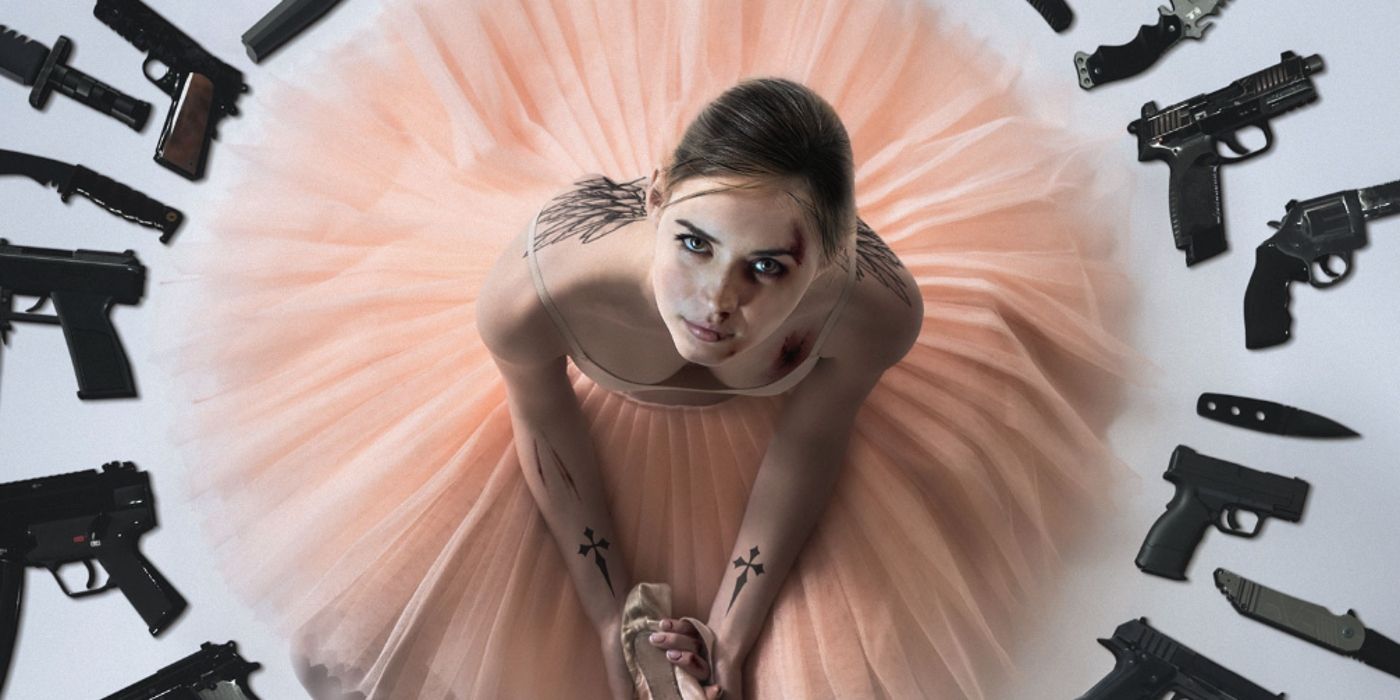 Ана де Армас в оточенні зброї на плакаті фанів "Балерини".