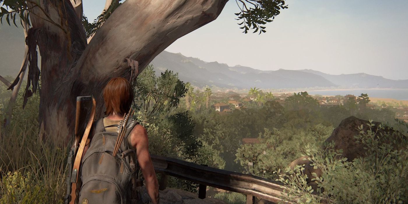 Элли с видом на окрестности Санта-Барбары в The Last of Us Part 2