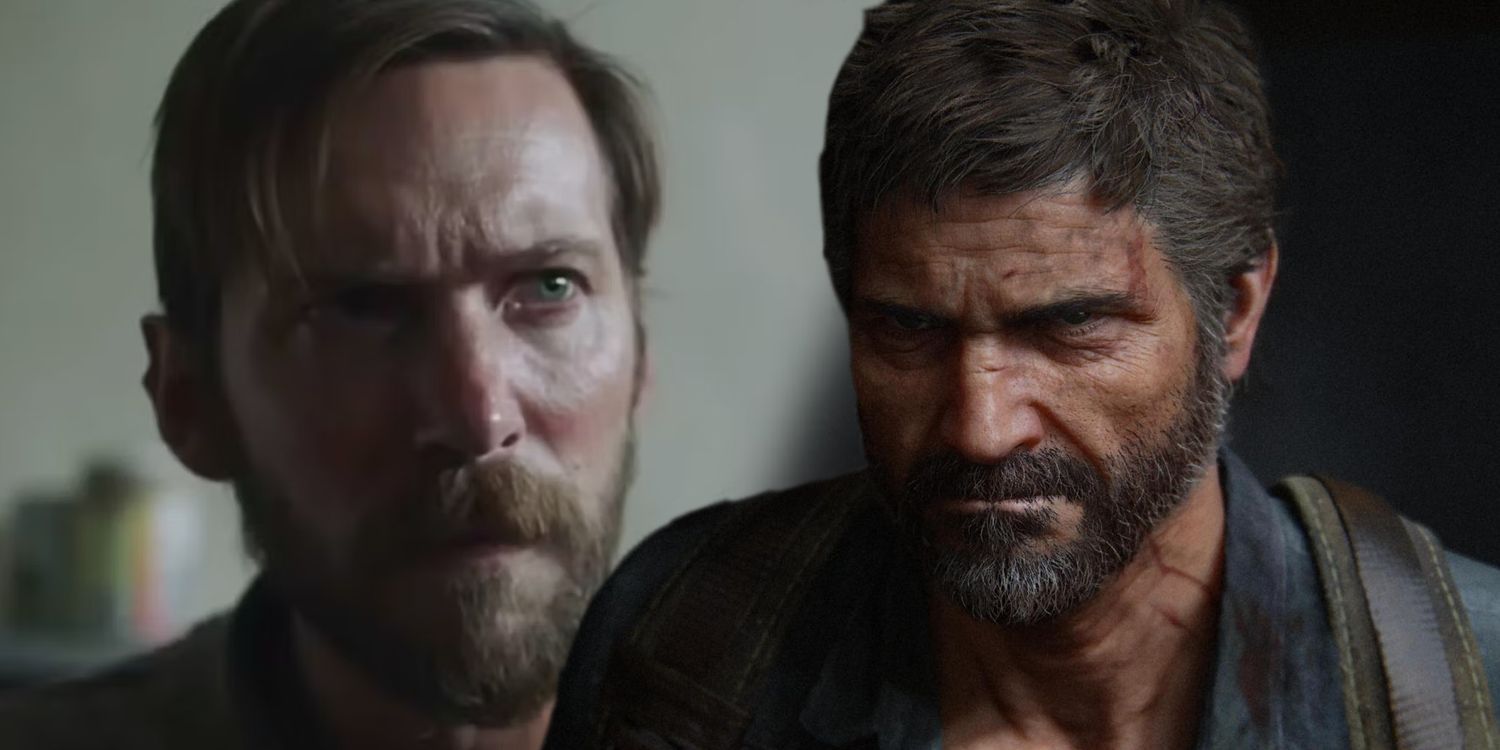 Трой Бейкер рядом с моделью персонажа Джоэла из The Last of Us Part II