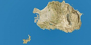 Розмір острова Кайо Періко в GTA в порівнянні з усією картою Лос-Сантоса